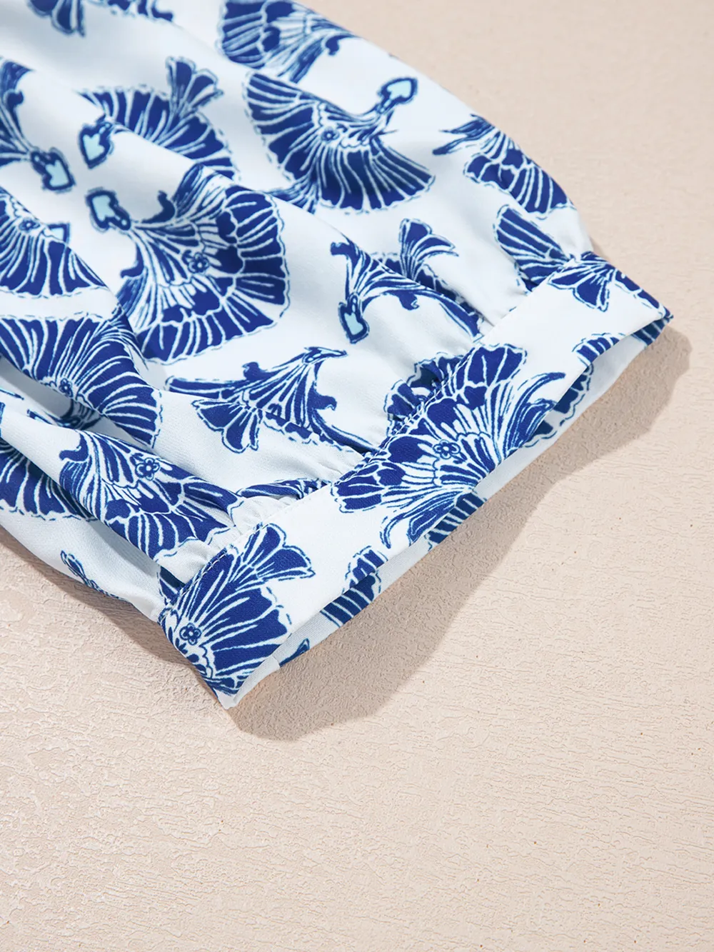 Printed Tassel Tie Neck Blouse, image 2