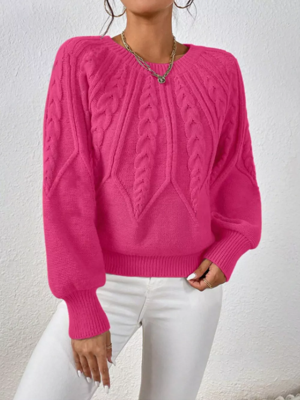 Cable Knit Long Sleeve Sweater, image 15