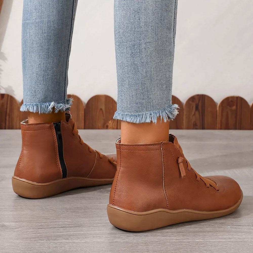 Lace-Up Faux Leather Ankle Boots, image 15