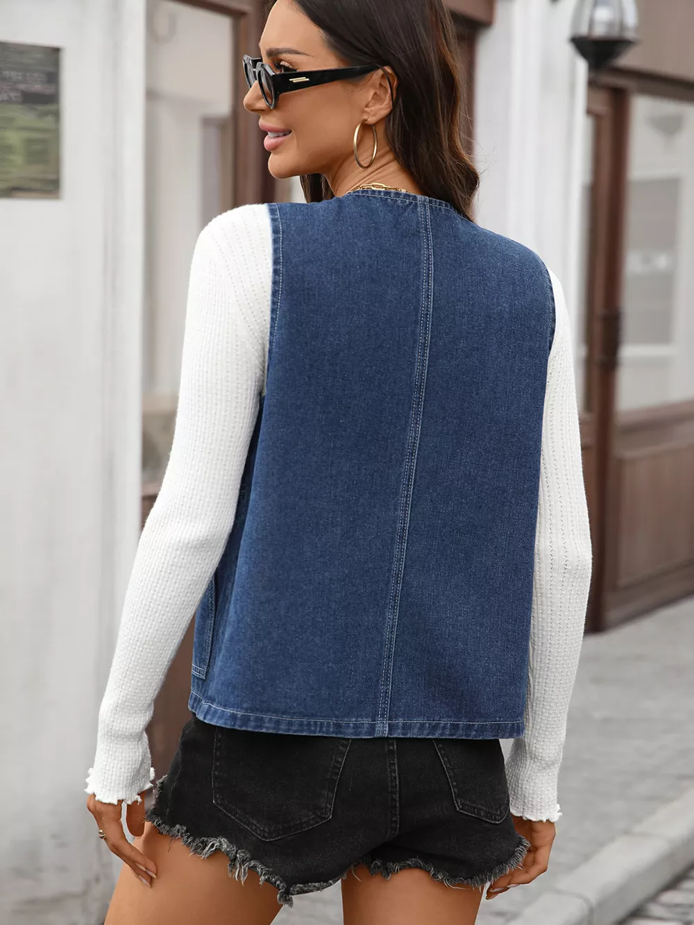 Button Up Denim Vest, image 5