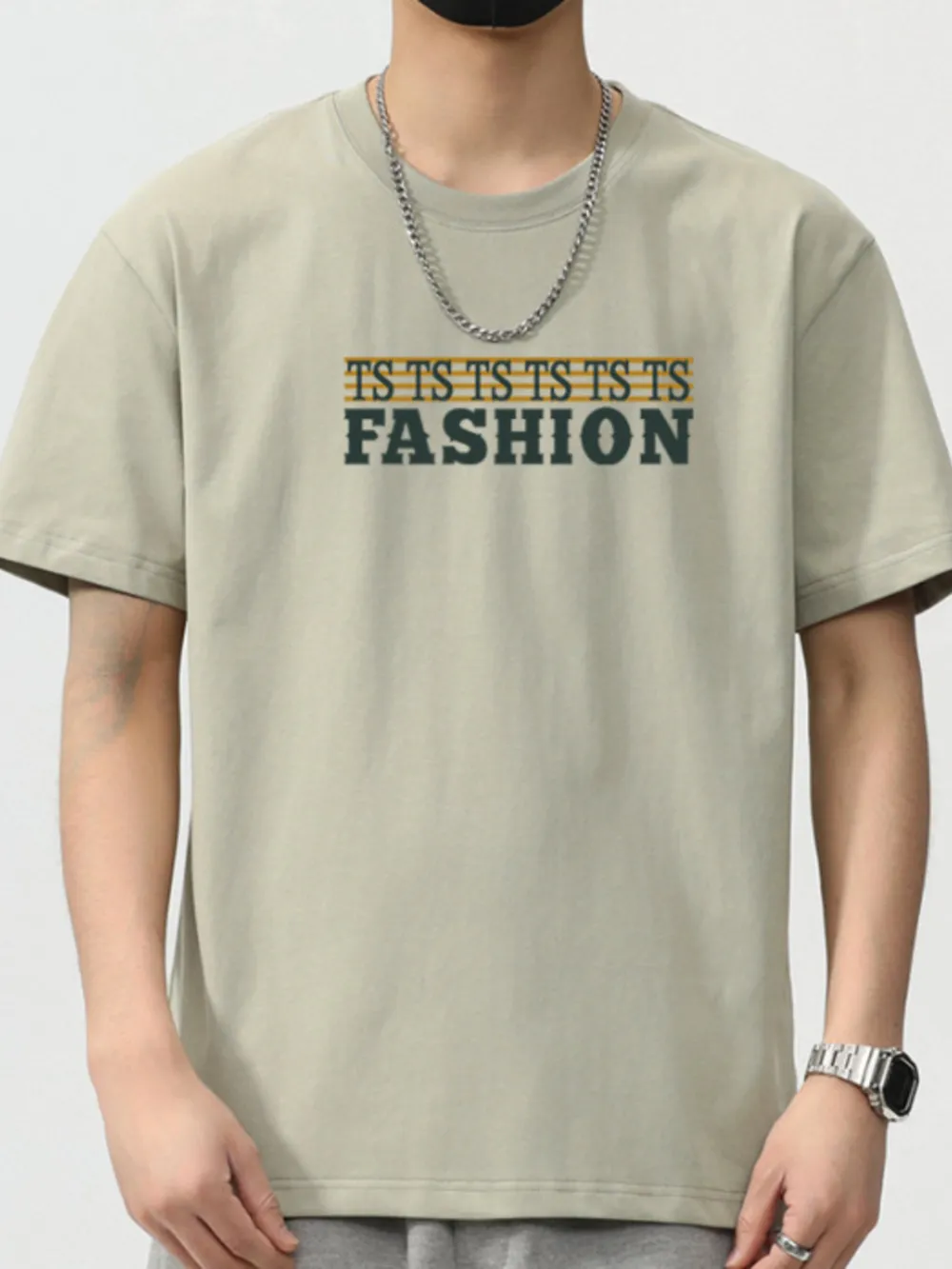 Men's Plus Size Letter Round Neck Short Sleeve T-Shirt, image 4