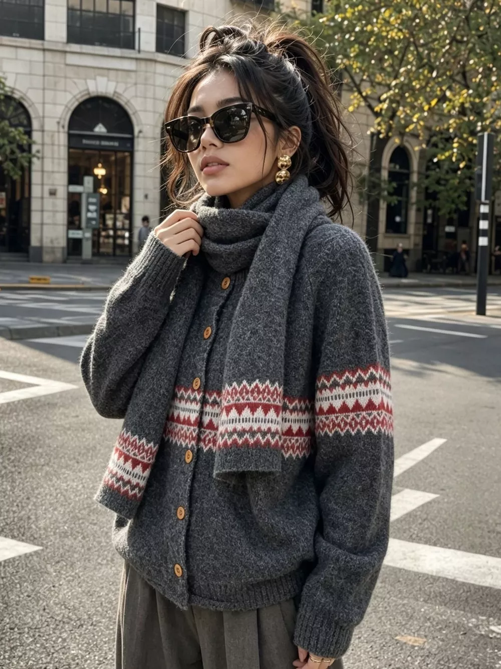 Geometric Button Down Knit Cardigan, image 19