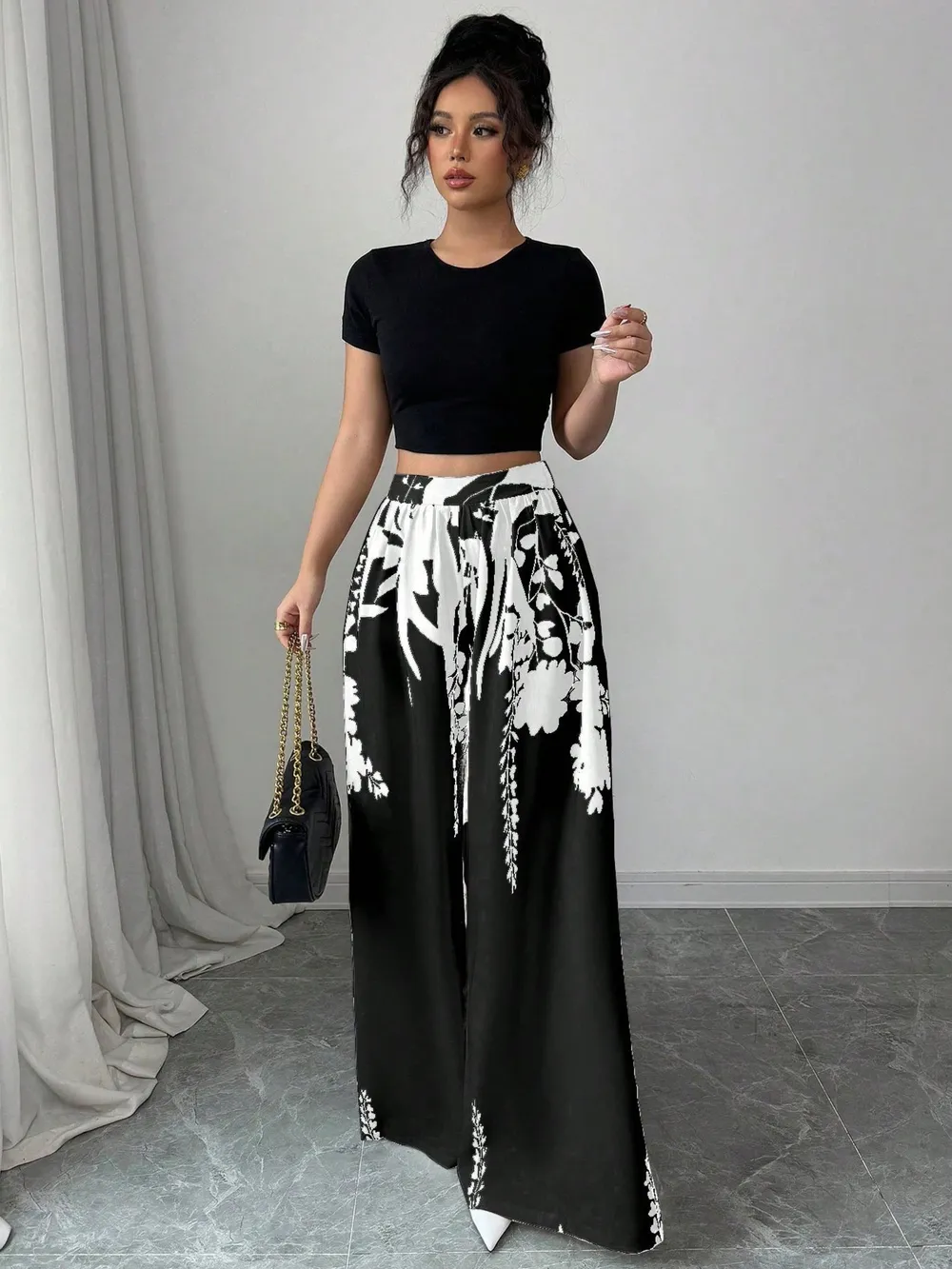 Printed Wide Leg Pants, image 6