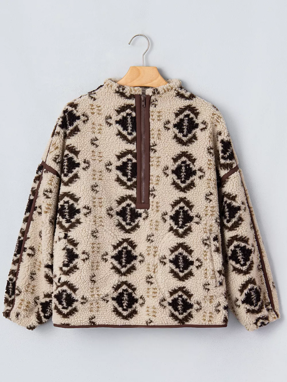 Aztec Print Quarter-Zip Sherpa Sweatshirt, image 8