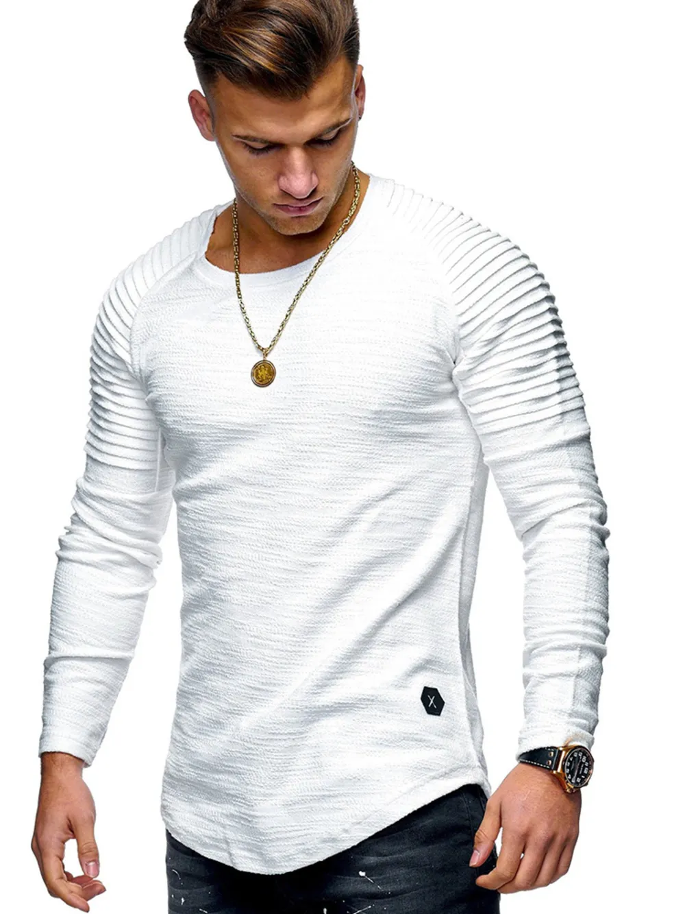 Men's Plus Size Round Neck Raglan Sleeve T-Shirt, image 3