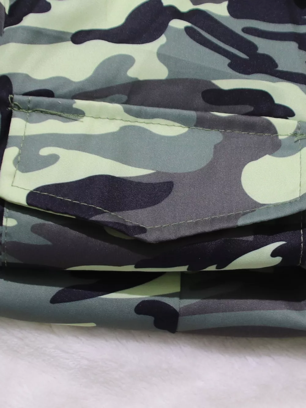 Camouflage Button Front Tie Waist Romper, image 5