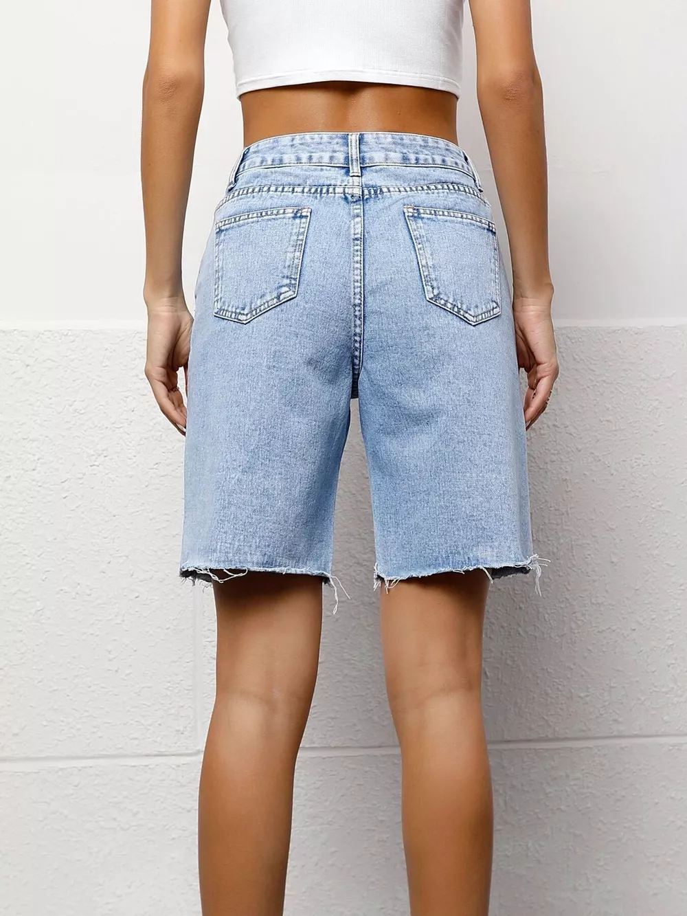 High Waist Denim Shorts, image 4