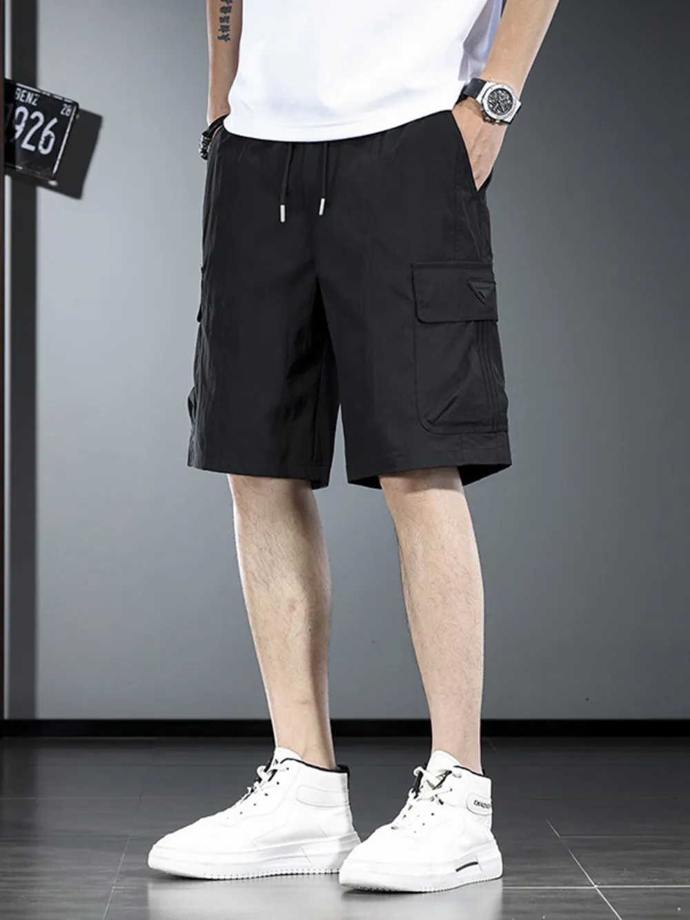 Men's Plus Size Drawstring Cargo Shorts, image 6