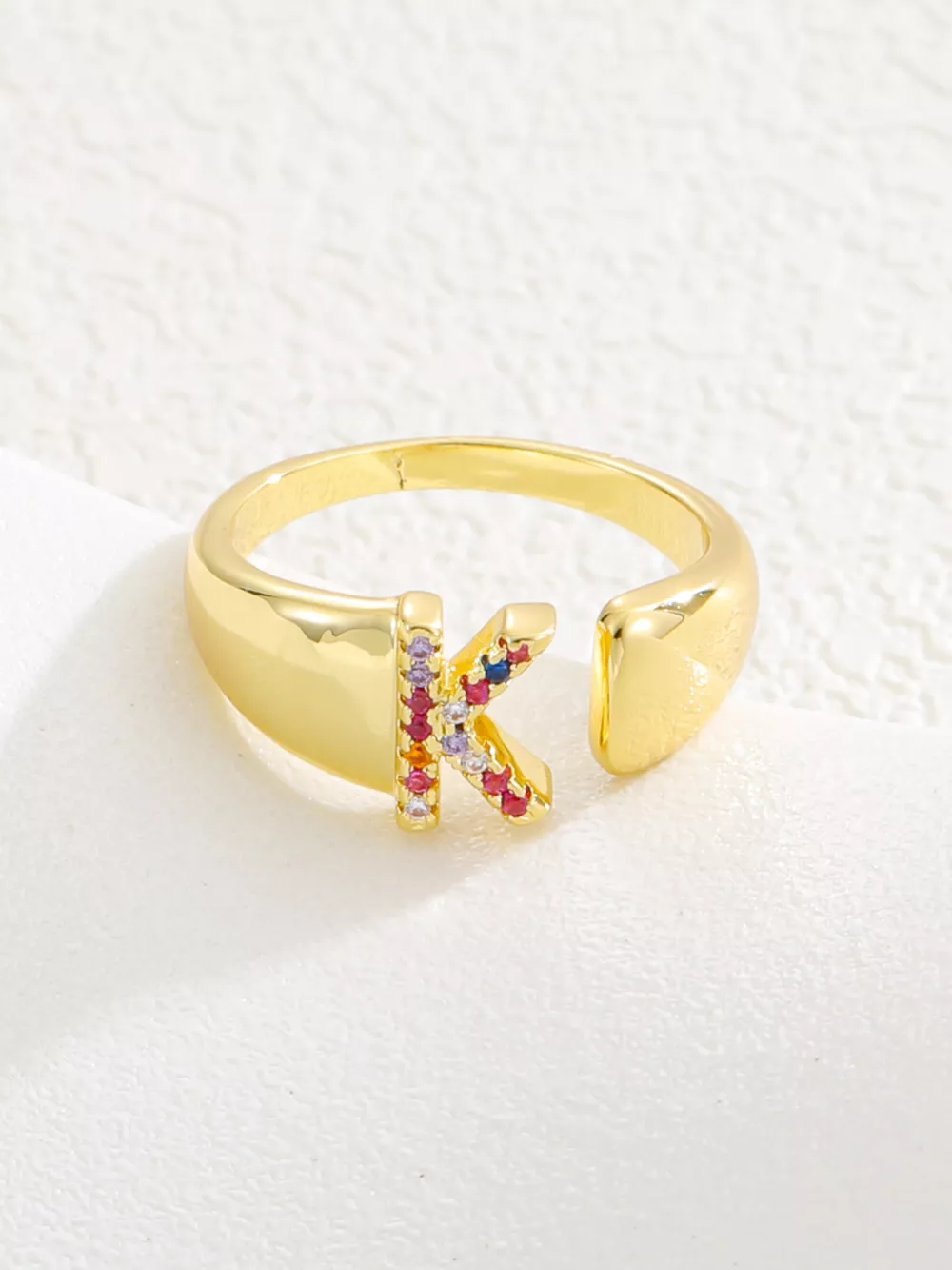 18K Gold-Plated Zircon Letter Ring, image 14