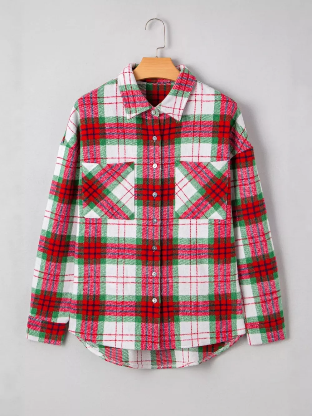 Plaid Button-Down Long Sleeve Shacket, image 4
