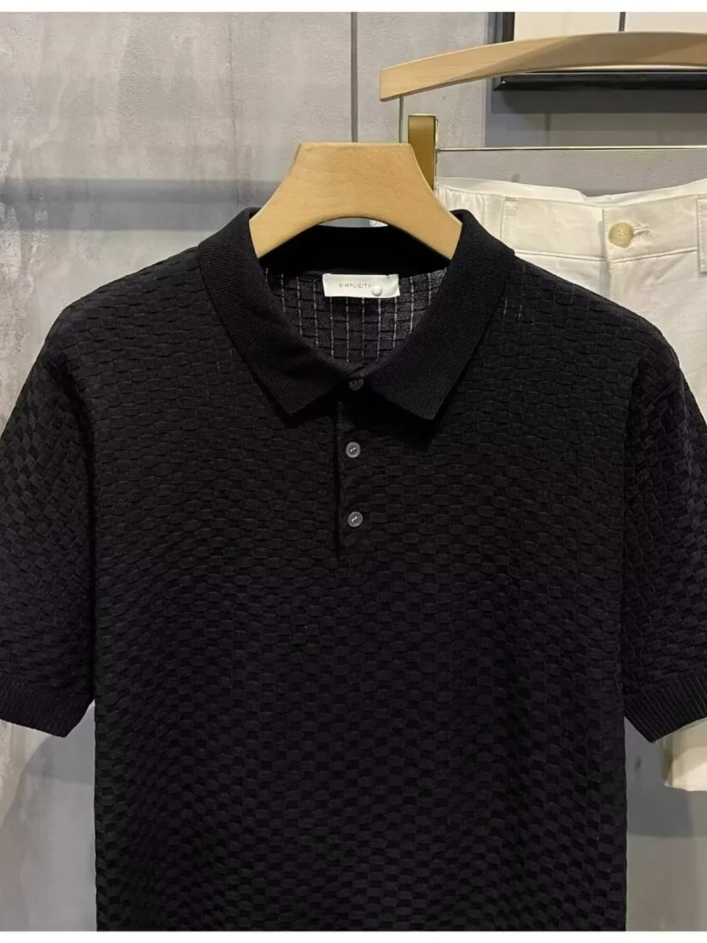 Men's Full Size Classic Textured Knit Polo Shirt Plus Size, image 3