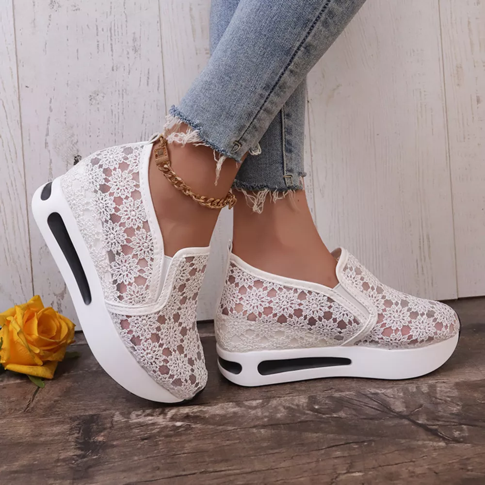 Floral Lace Breathable Slip-Ons, image 4