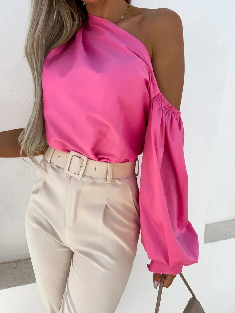 One Shoulder Puff Sleeve Blouse, image 7