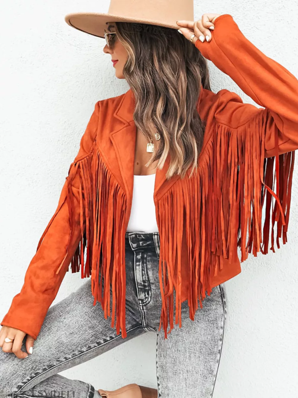 Fringe Open Front Cropped Jacket, image 4
