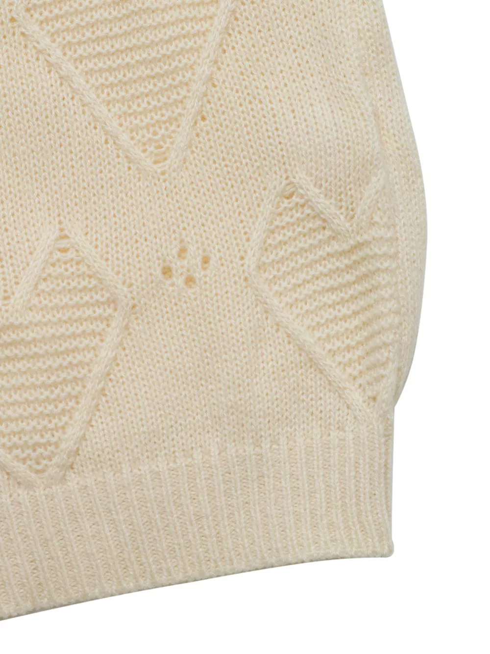 Openwork Heart Round Neck Sweater, image 3