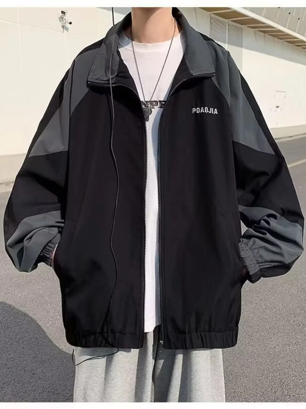 Men's Plus Size Two-Tone Windbreaker Jacket, image 4