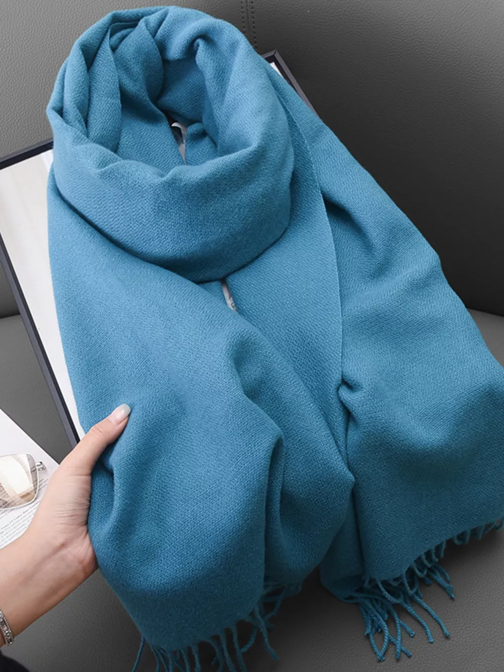 Solid Color Fringe Scarf, image 12