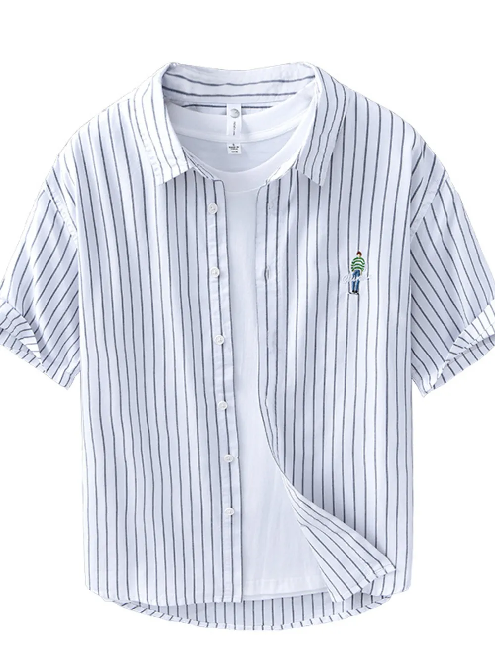 Men's Plus Size Striped Button Up Long Sleeve Shirt, image 4