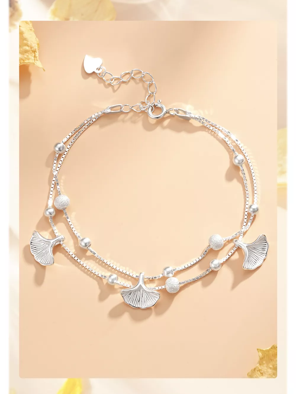 Double Layer Ginkgo Leaf Bracelet