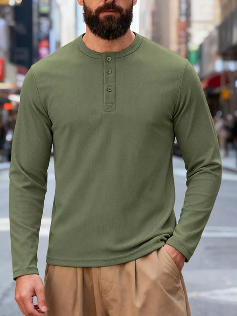 Men's Full Size Casual Long Sleeve Henley T-Shirt Plus Size, image 9