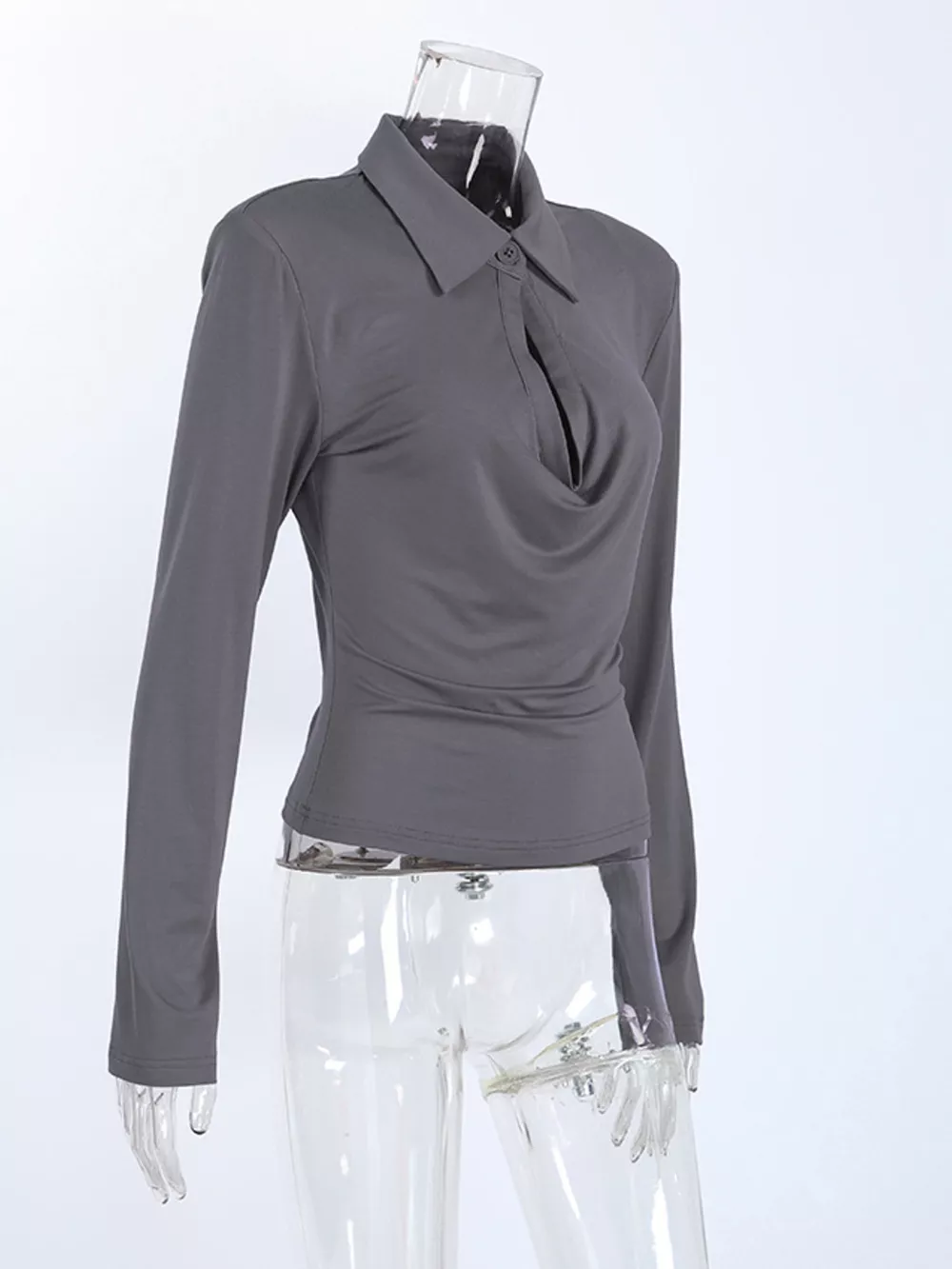 Long-Sleeve Slim-Fit T-Shirt with Cutout Detail, image 8