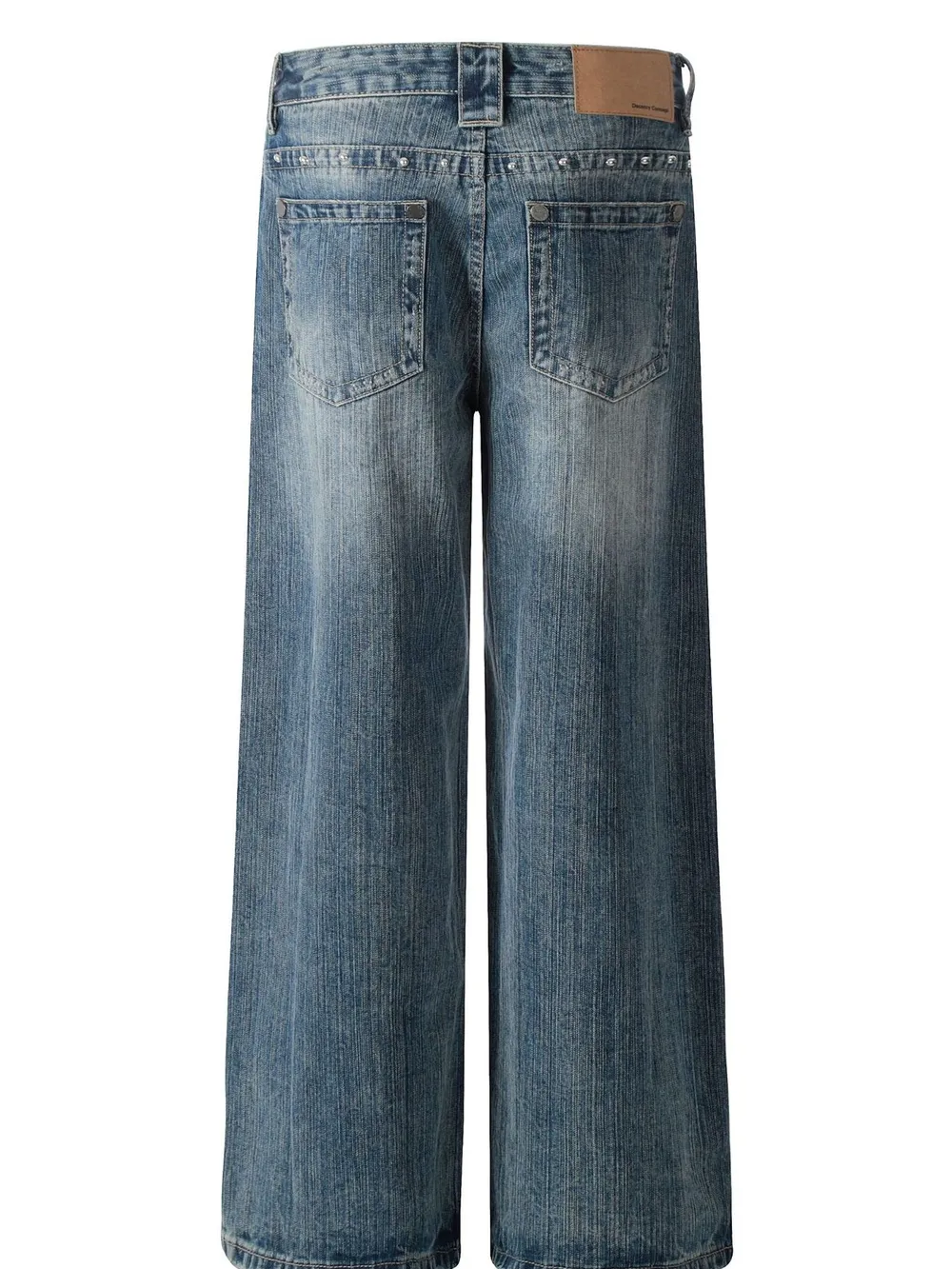 Men's Studded Washed Wide-Leg Jeans, image 3