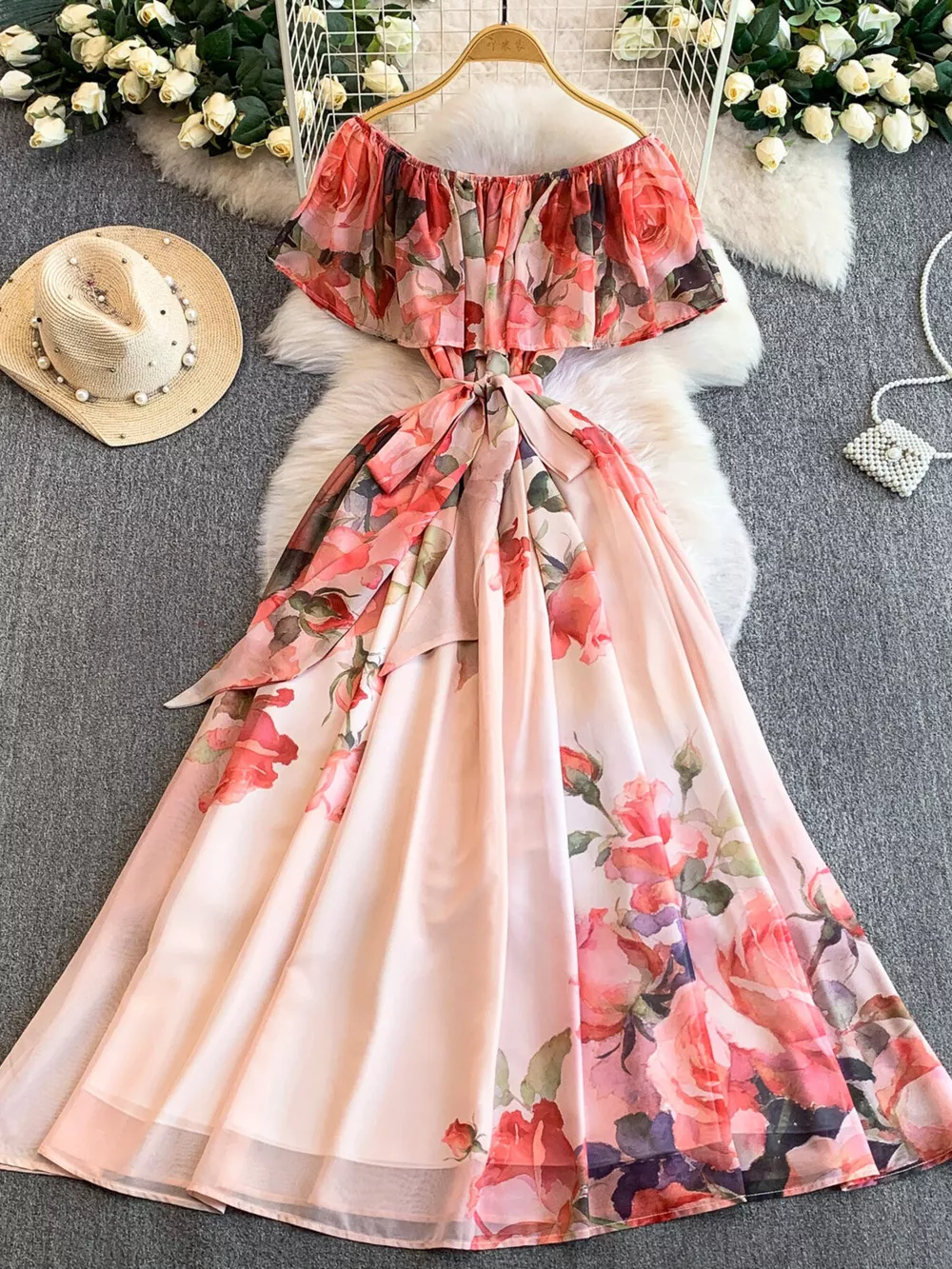 Floral Off-Shoulder A-Line Dress, image 20
