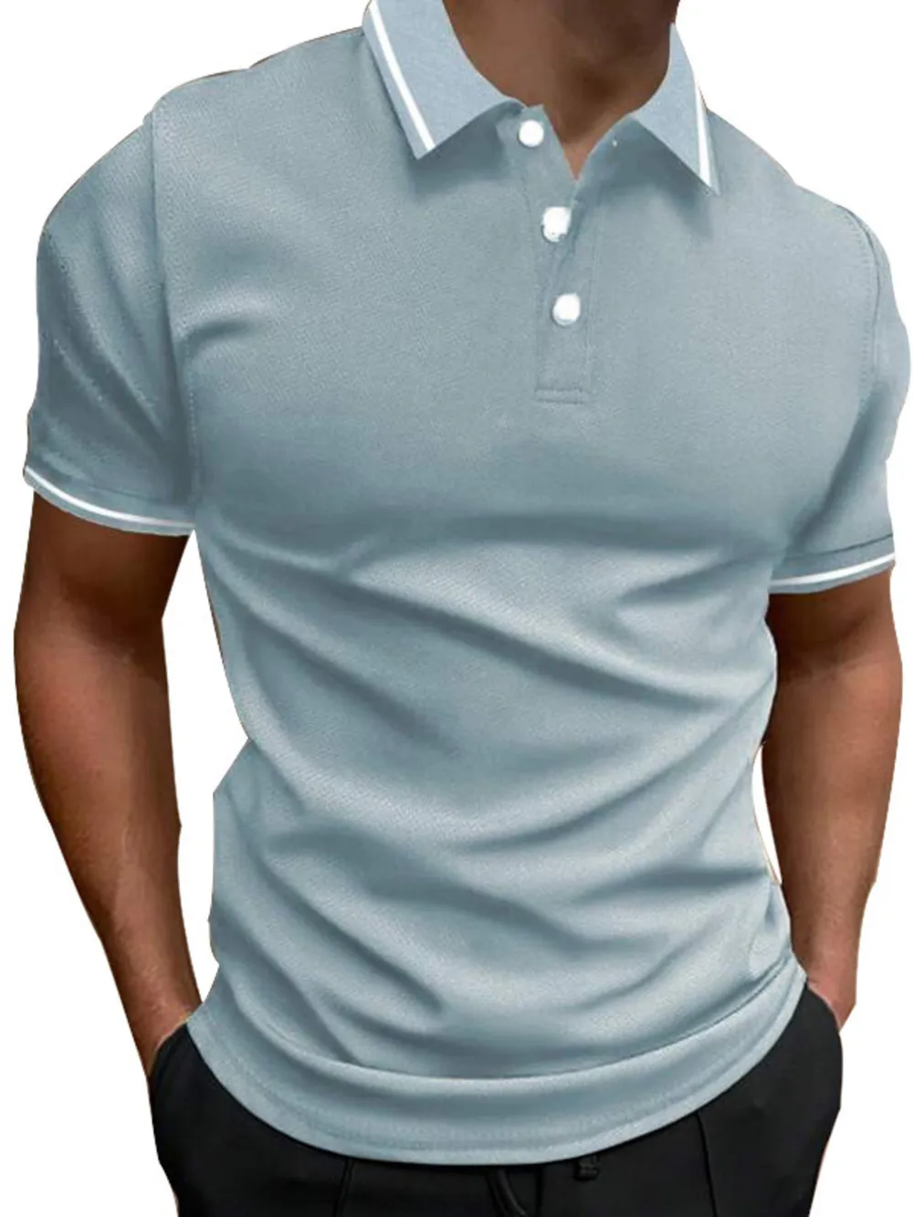 Men's Full Size Button Detail Short Sleeve Polo Plus Size, image 4