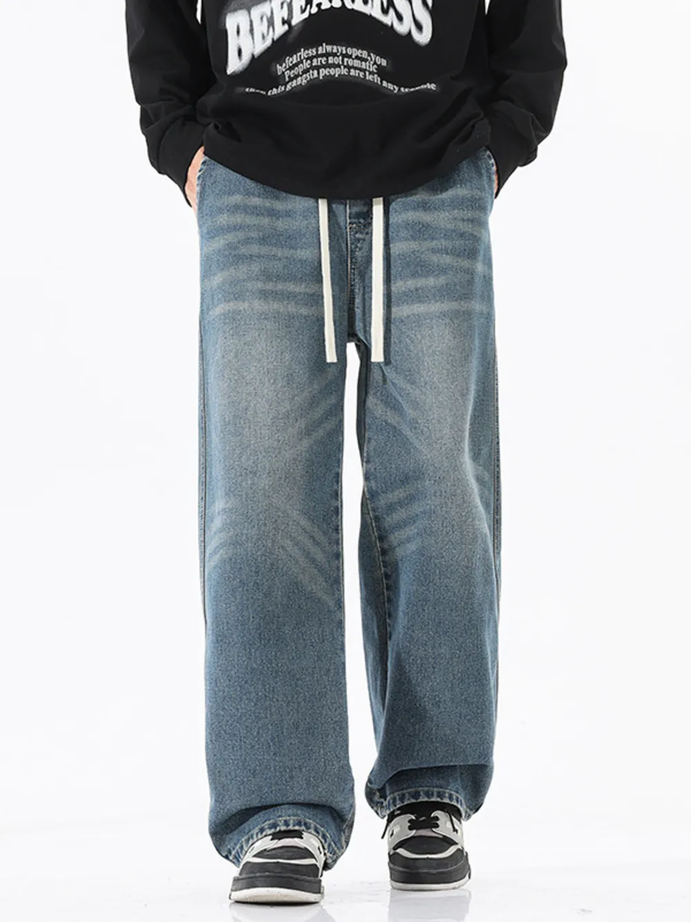 Men's Full Size Wash Wide Leg Jeans Plus Size, image 6