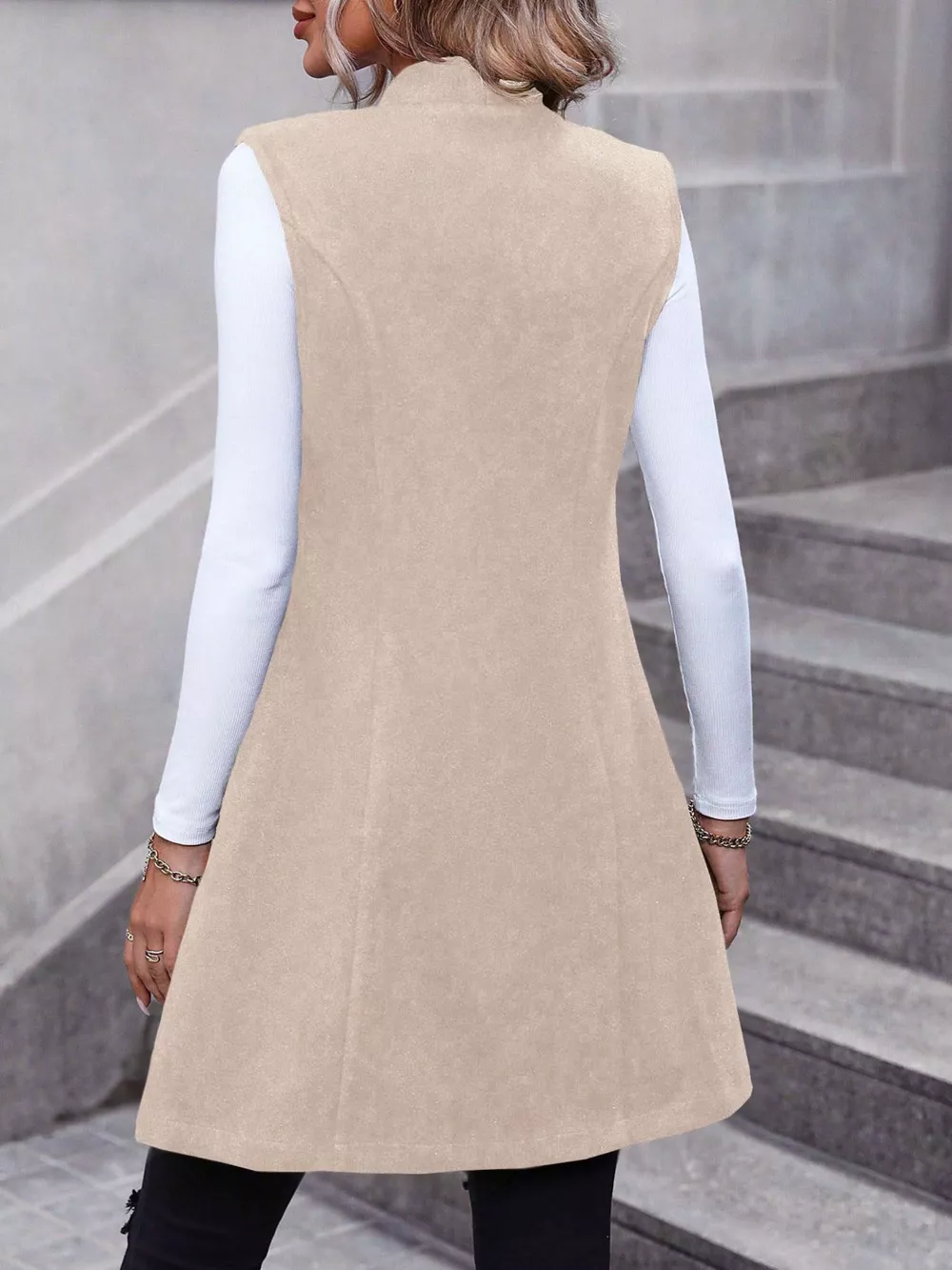 Button-Down Longline Vest Coat, image 4