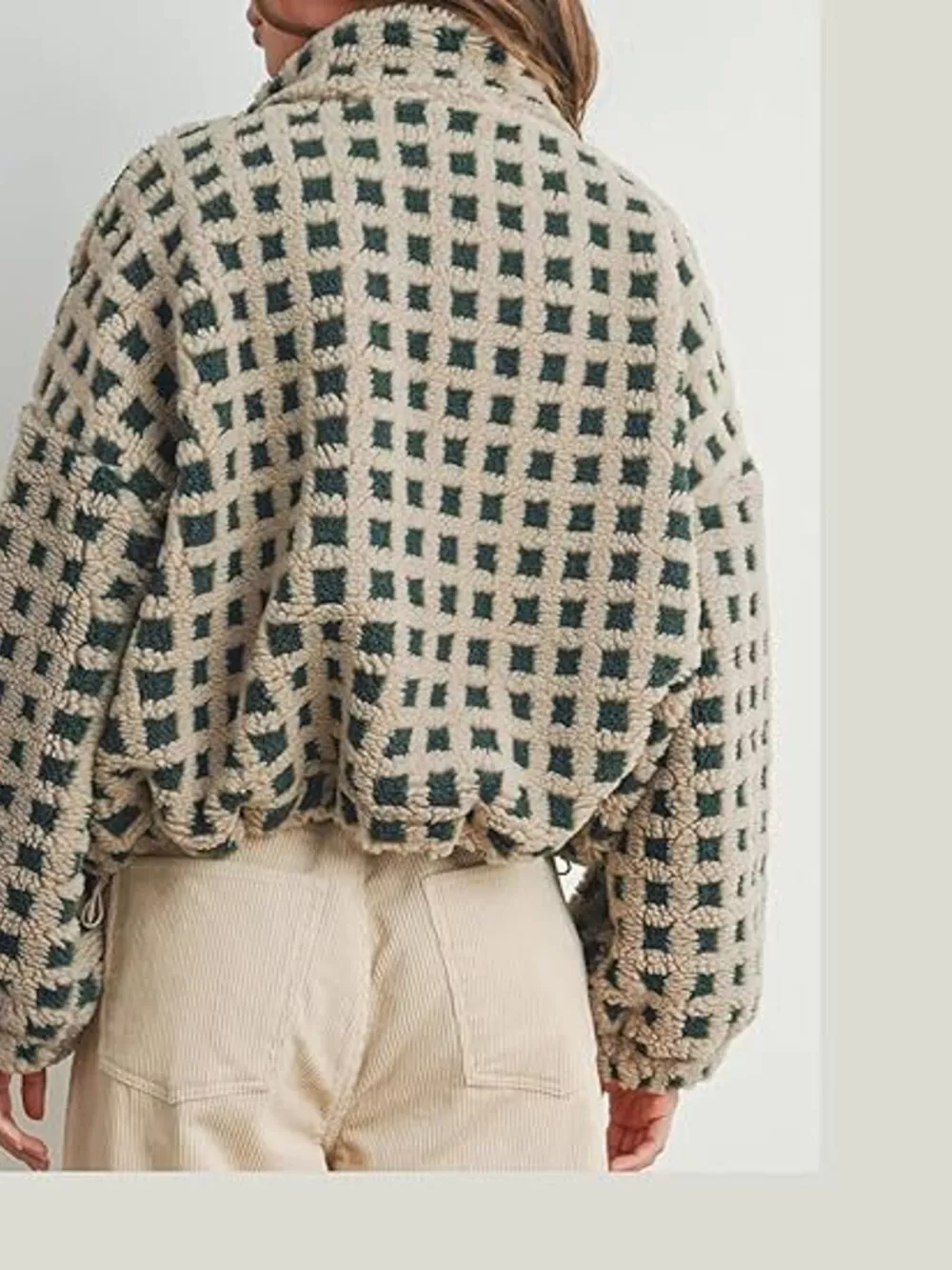 Plaid Zip Up Sherpa Jacket, image 9