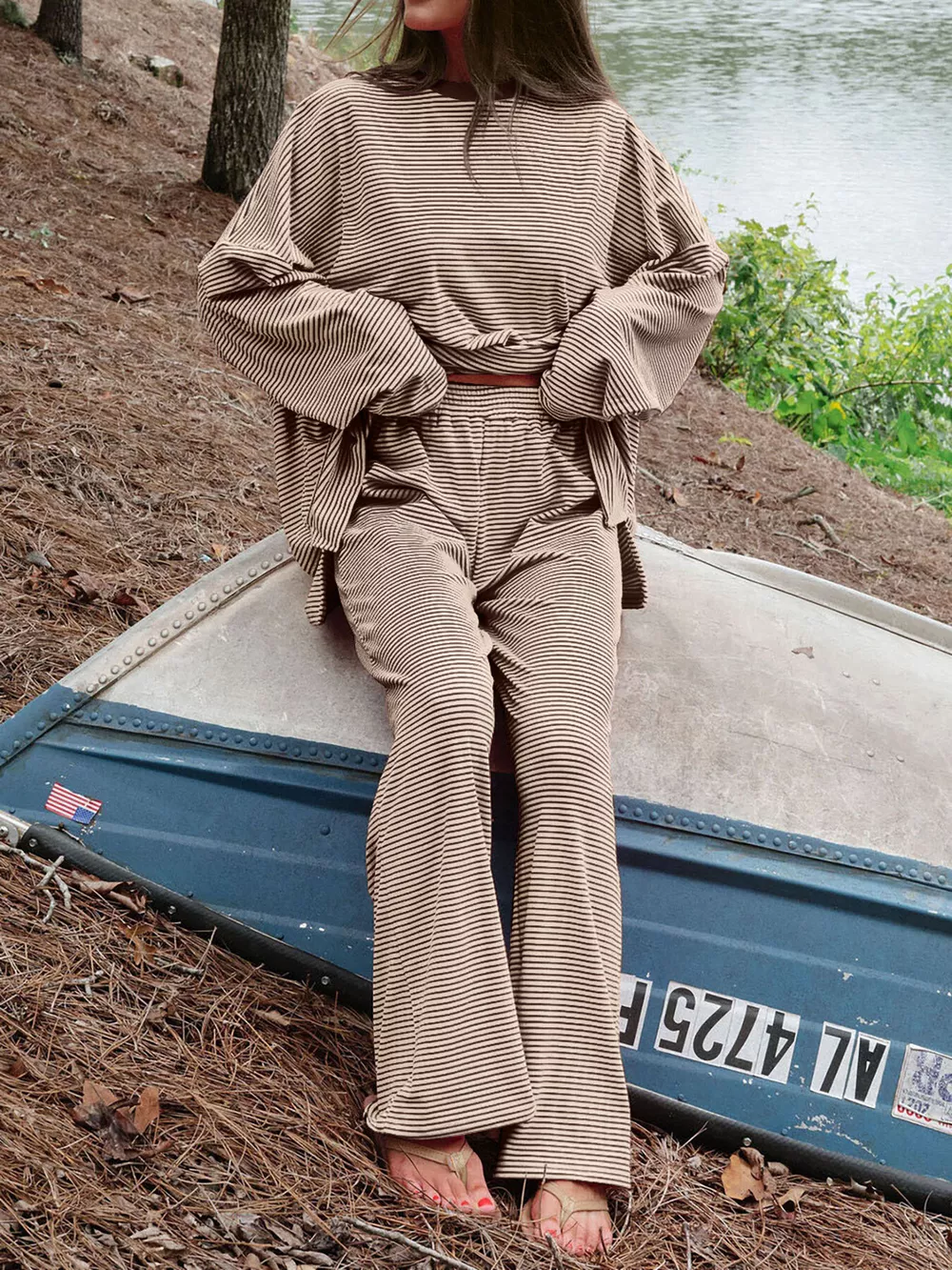 Striped Long Sleeve Top and Pants Set, image 15