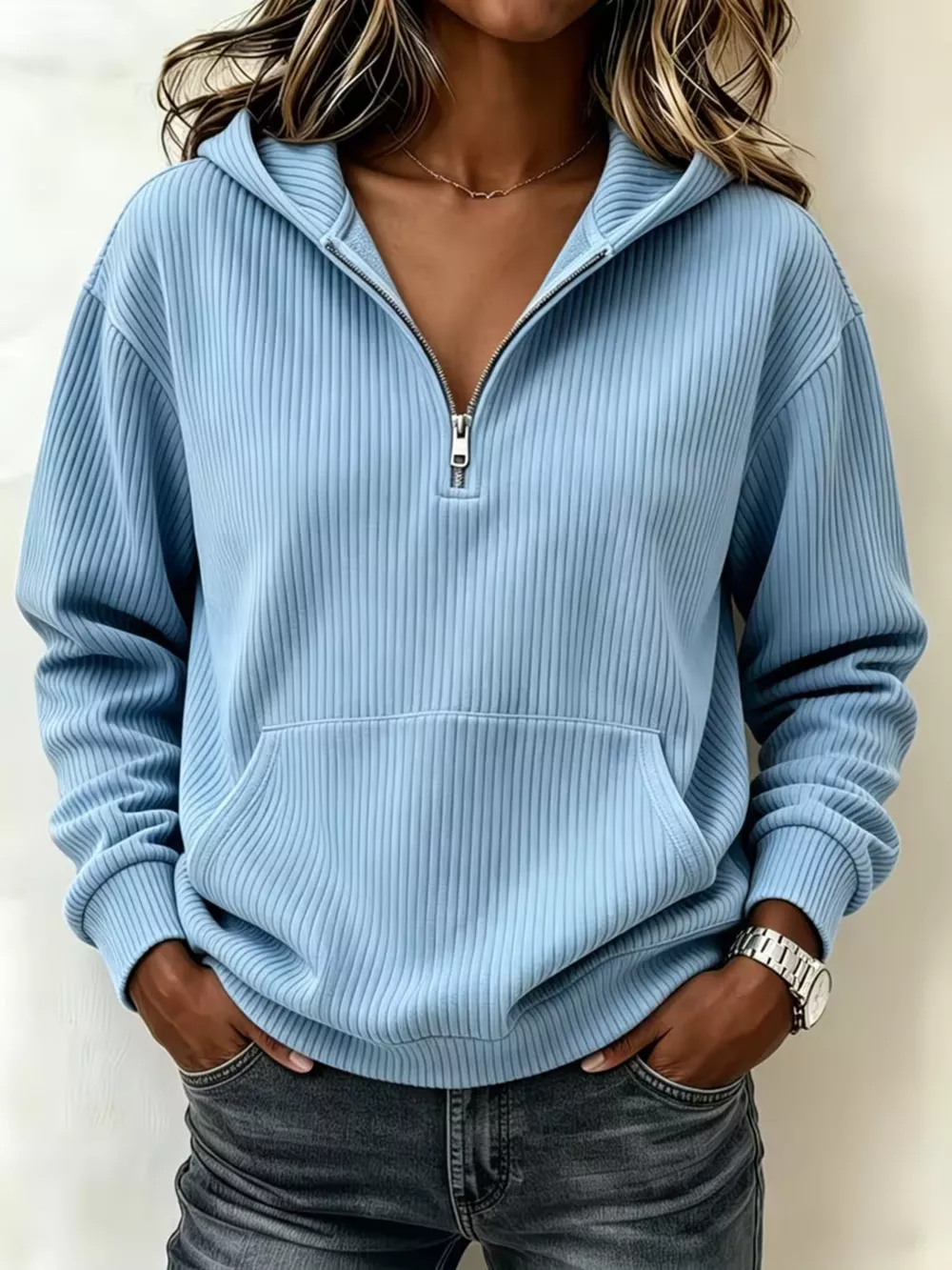 Kangaroo Pocket Half-Zip Hoodie, image 2