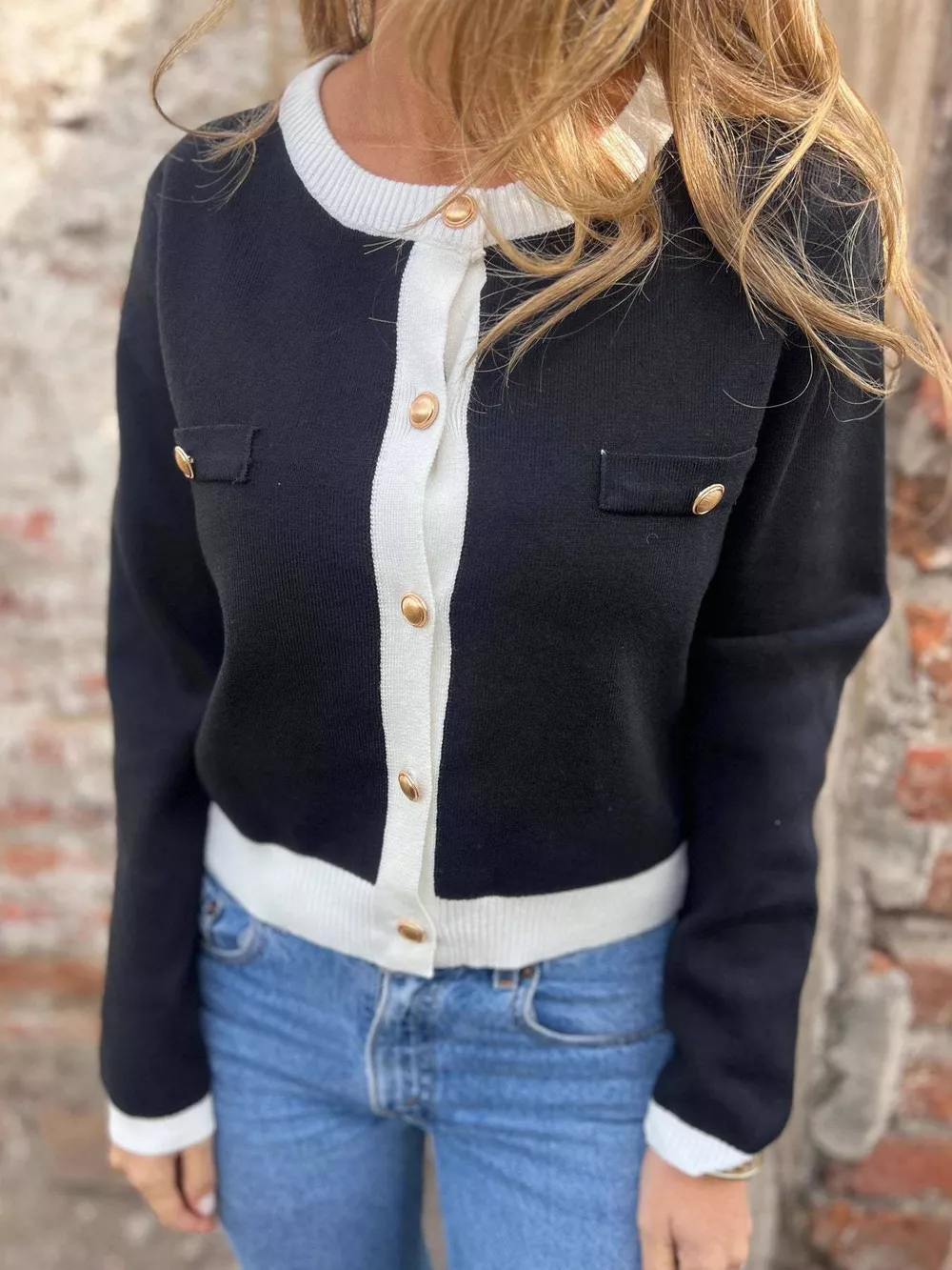 Contrast Trim Button Up Cardigan, image 3