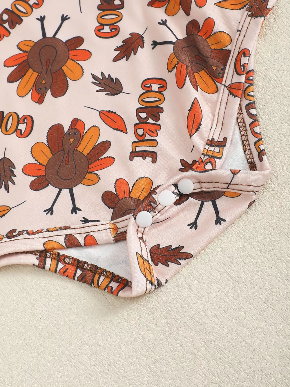 Children's Long Sleeve Bodysuit & Thanksgiving Turkey Dress Set with Headband, image 7