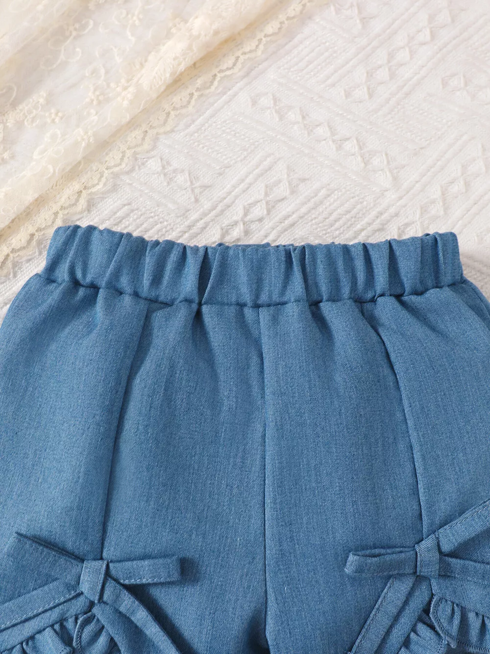 Children's Bowknot Ruffle Trim Top and Shorts Set, image 5