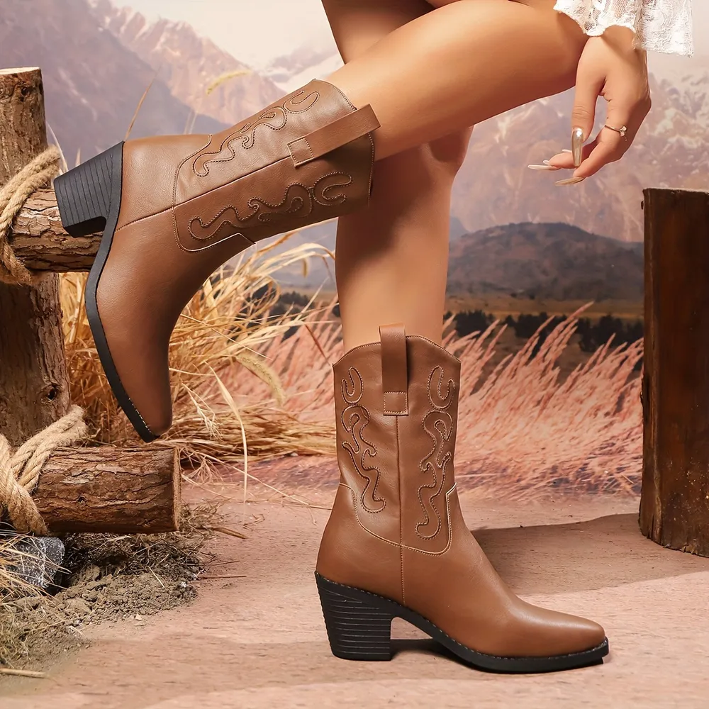 Point Toe Block Heels Boots, image 7