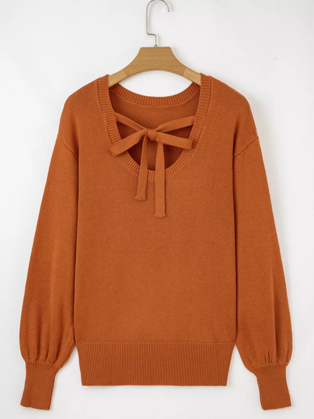 Solid Color Ribbed Trim Drop Shoulder Sweater, image 2