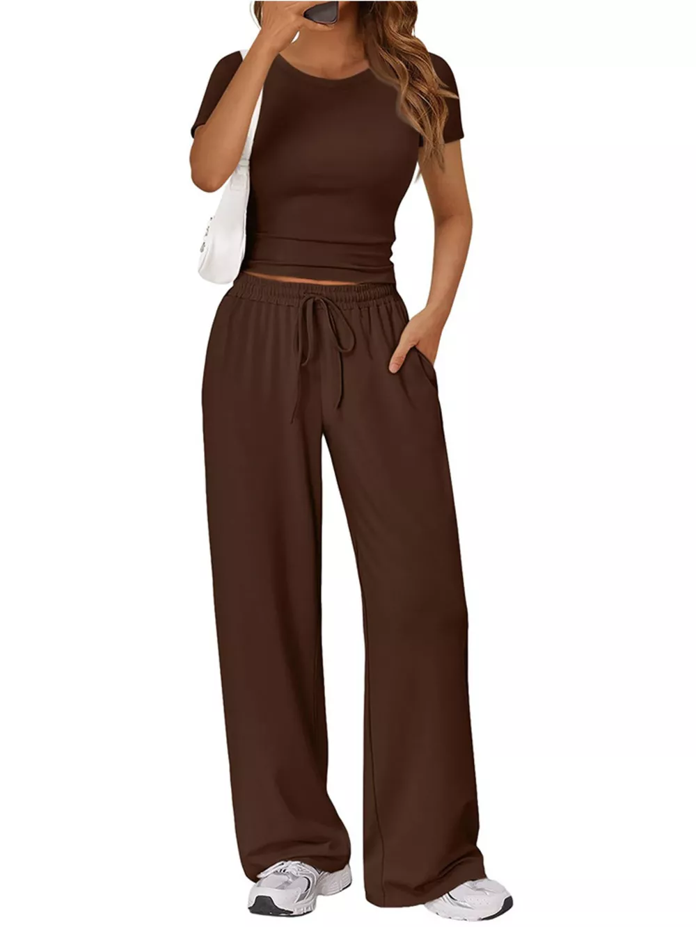 Round Neck Short Sleeve Tee and Pants Set, image 13