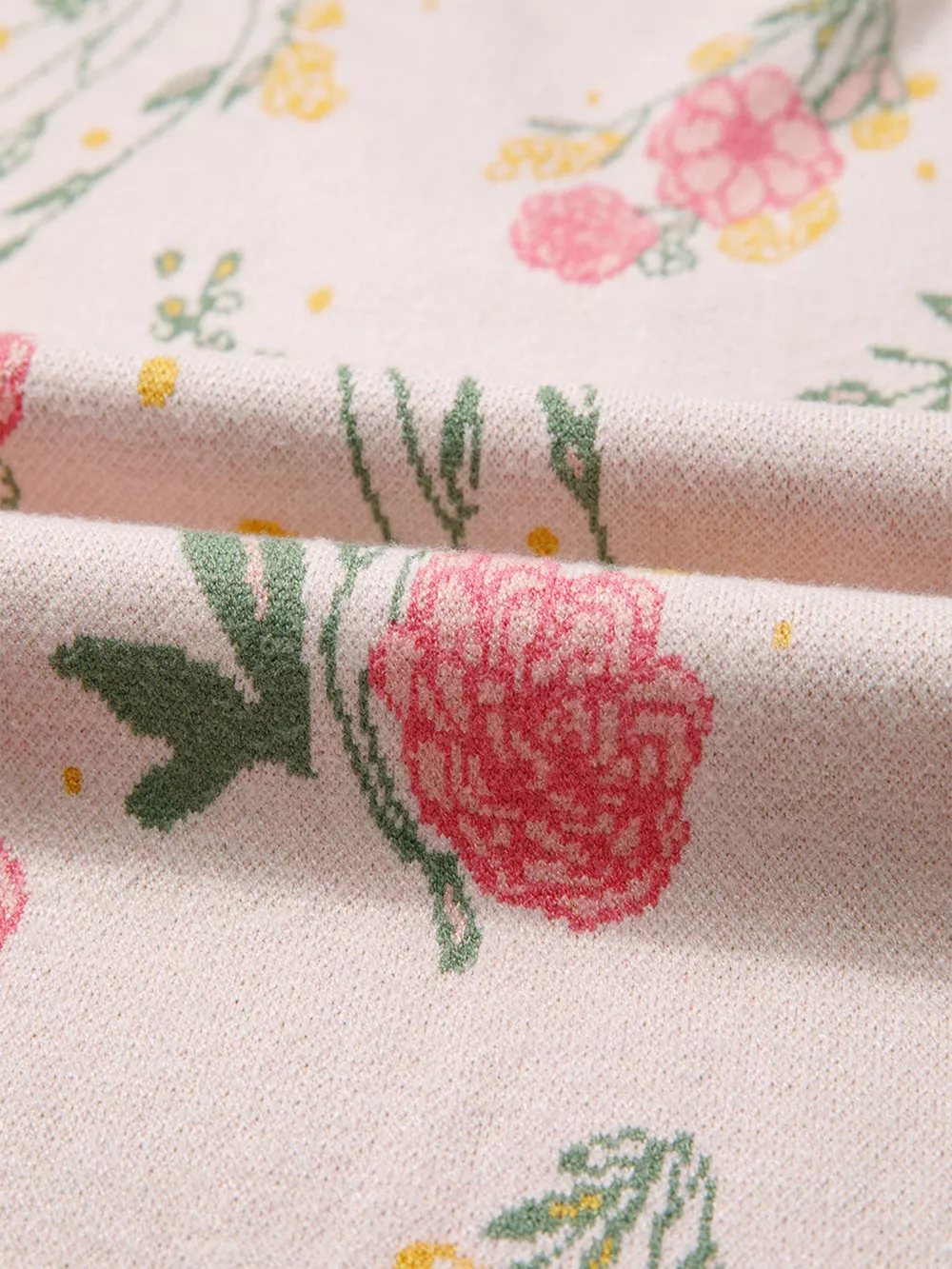 Floral Pattern Striped V Neck Loose Sweater, image 4