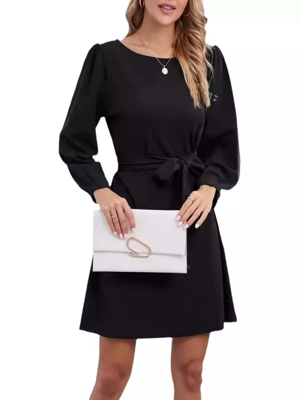 Tie-Waist Mini Dress, image 4