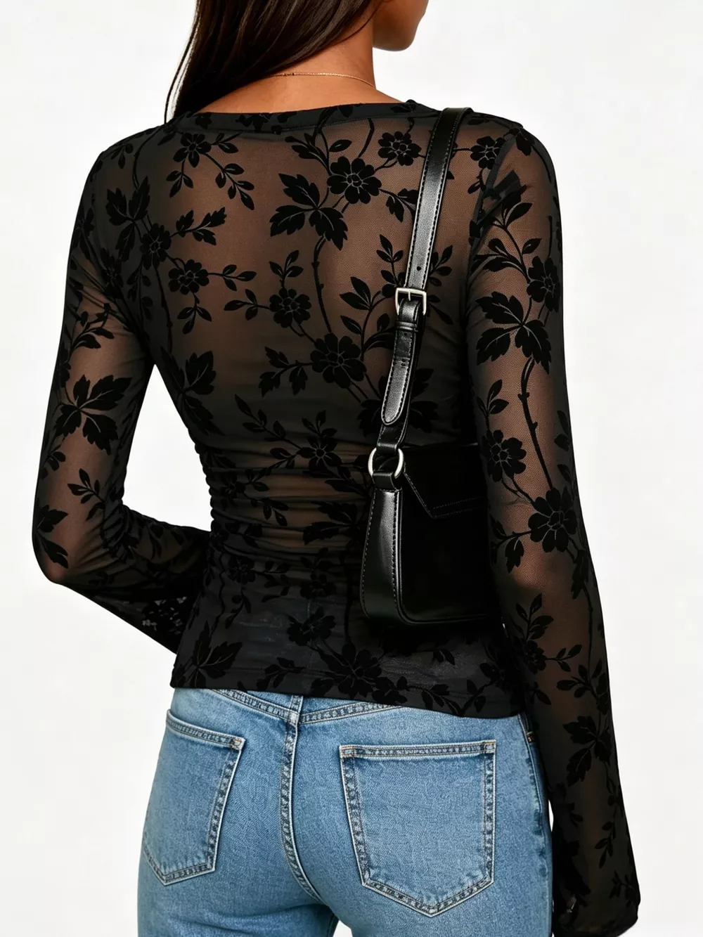 Slim Fit Floral Print Long Sleeve Top, image 6