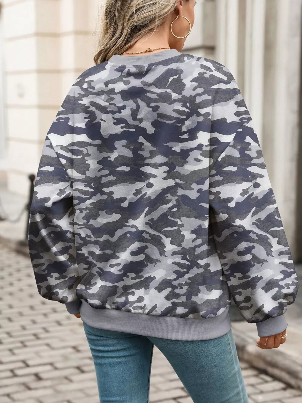 Leaf Print Sweatshirt with Contrasting Trim, image 21