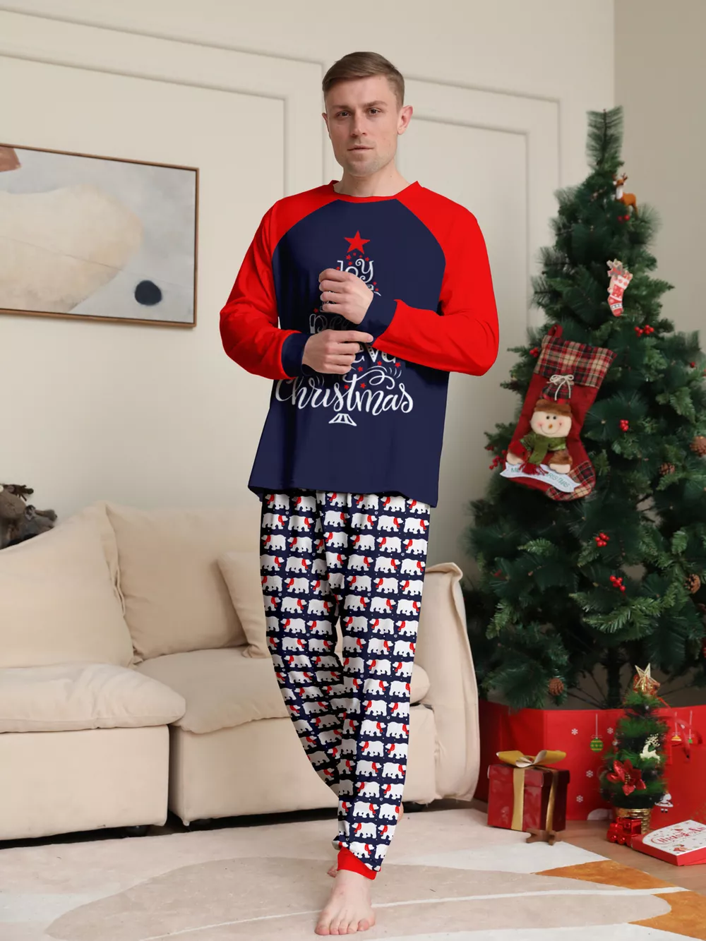 Full Size Matching Family Christmas Pajama Set with Festive Print Plus Size, image 6