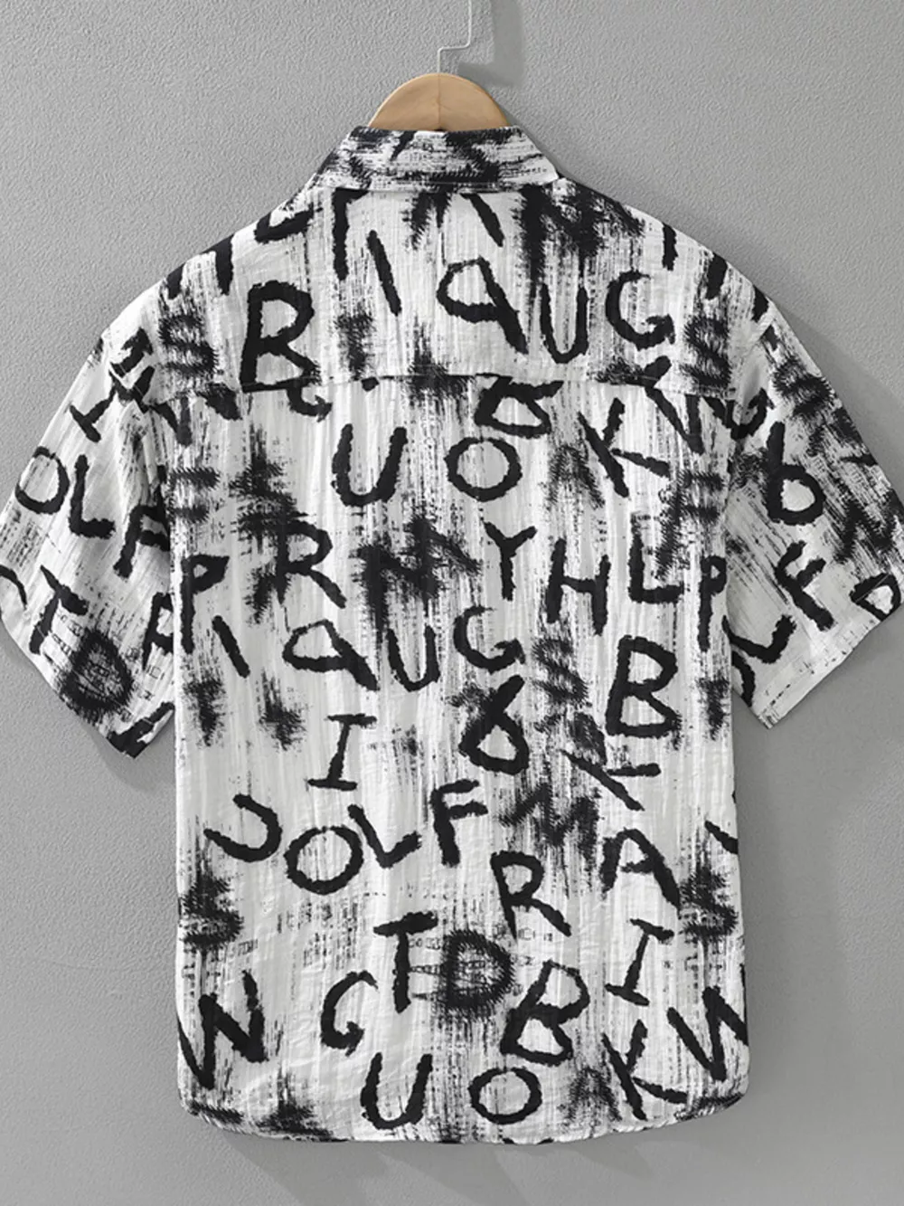 Men's Plus Size Letter Print Short Sleeve Shirt, image 3