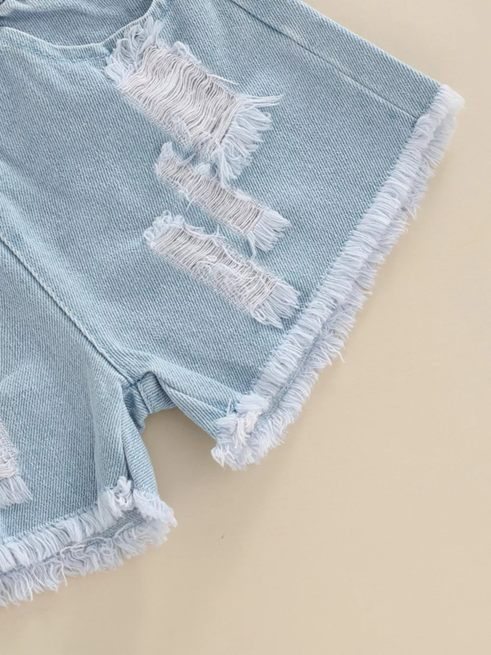 Children's Letter Tee & Ripped Denim Shorts Set, image 6