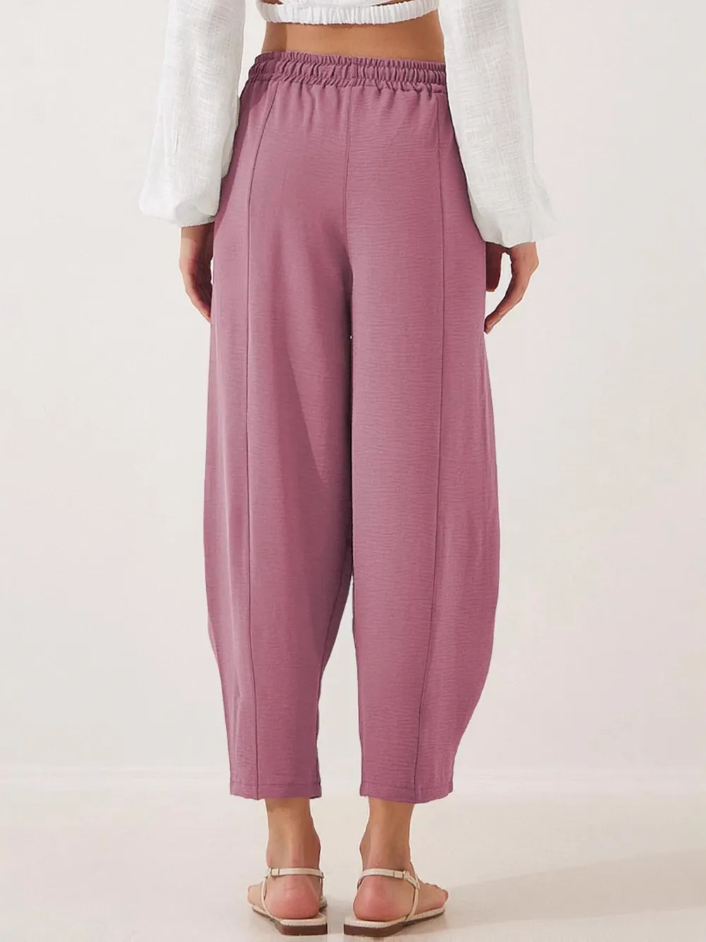 Full Size Drawstring Wide Leg Cropped Pants Plus Size, image 26