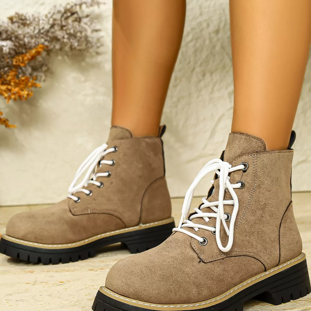 Round Toe Lace Up Boots, image 11
