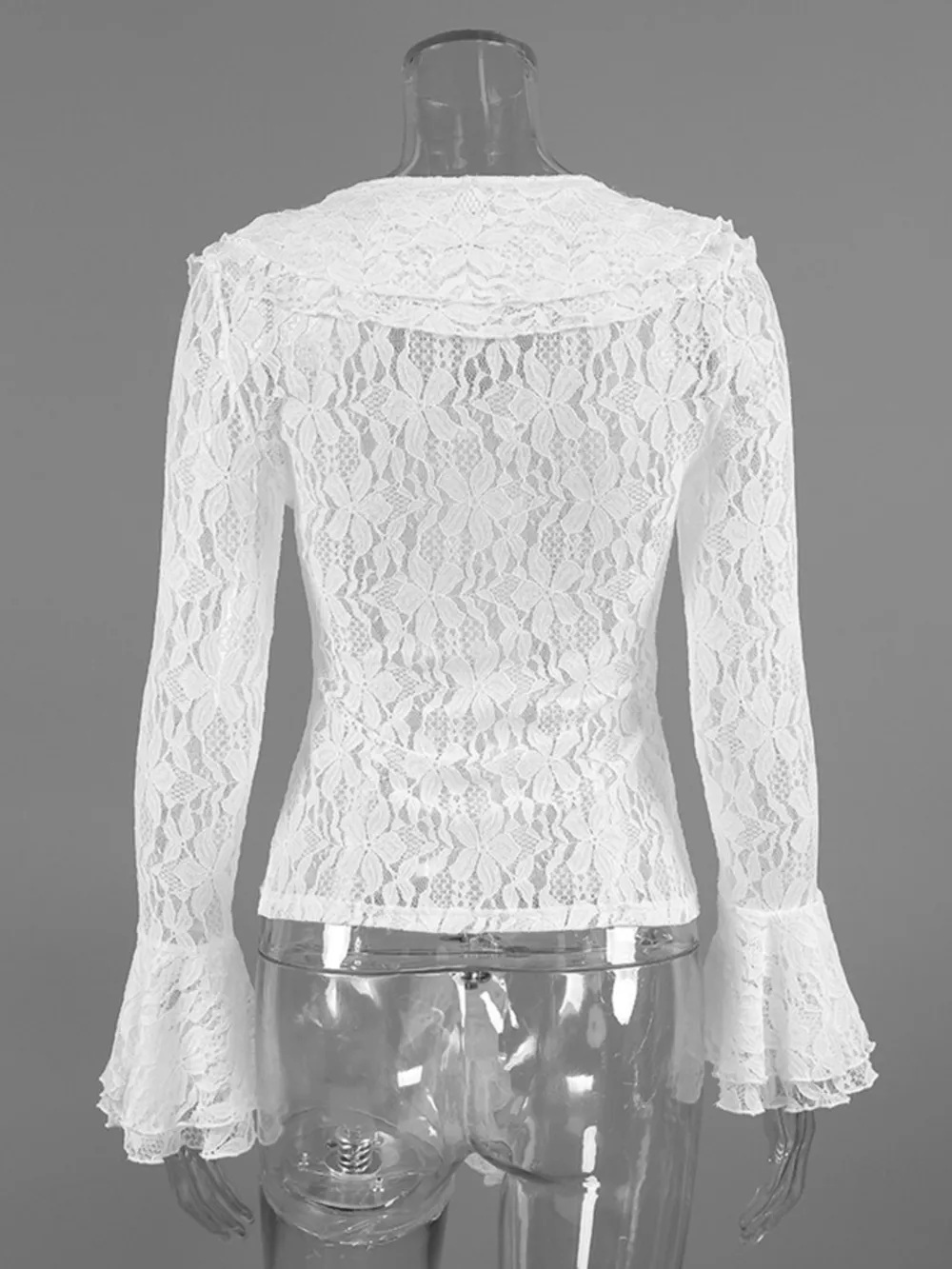 Lace V-Neck Flare Sleeve Blouse, image 9