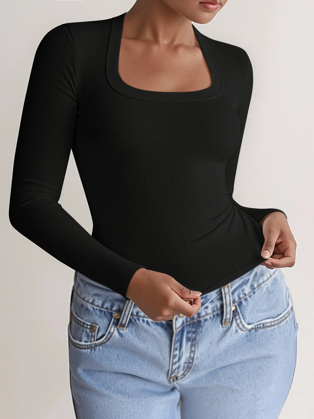 Square Neck Long Sleeve T-Shirt, image 9